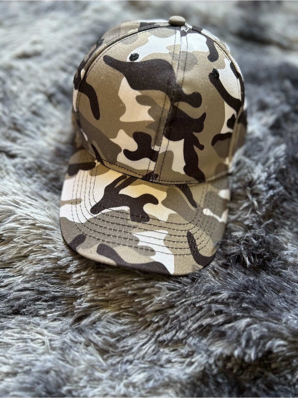 Grey & Beige Camouflage Baseball Cap | Adjustable Dad Hat